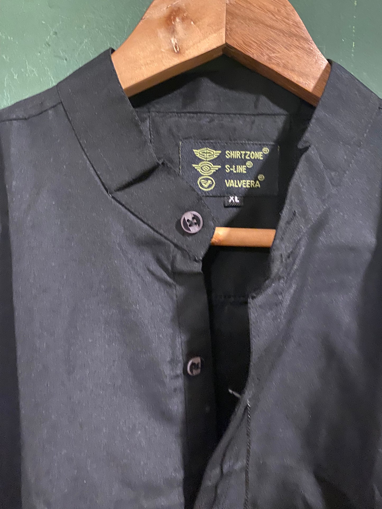 Black Mandarin Collar Shirt