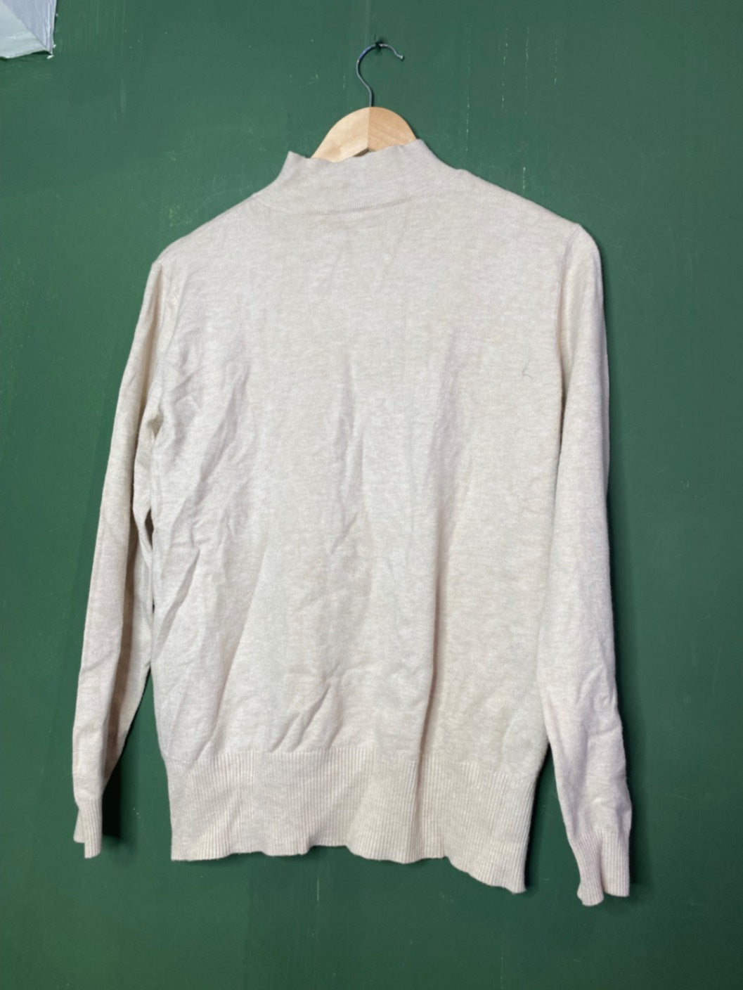 Cream Knit High Neck Sweater