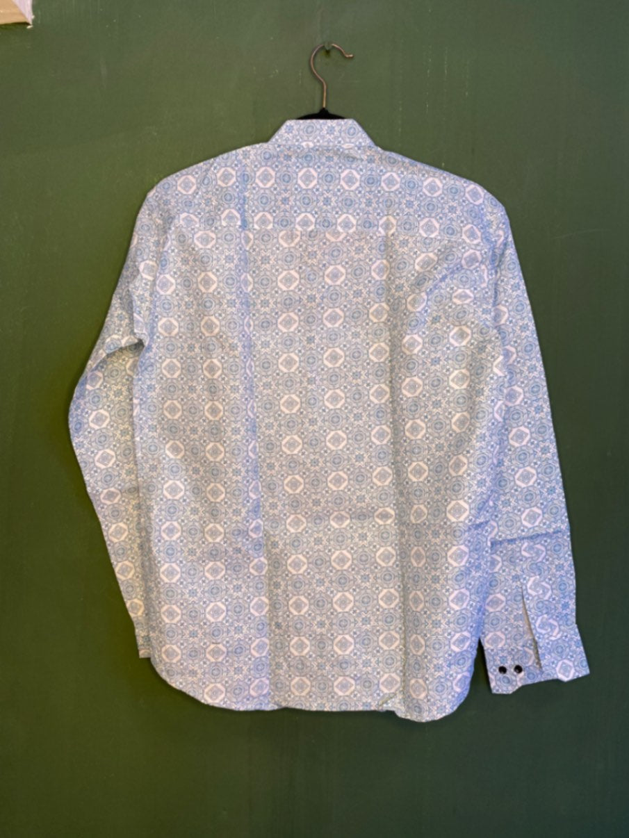 Mint Pattern Casual Blue Shirt