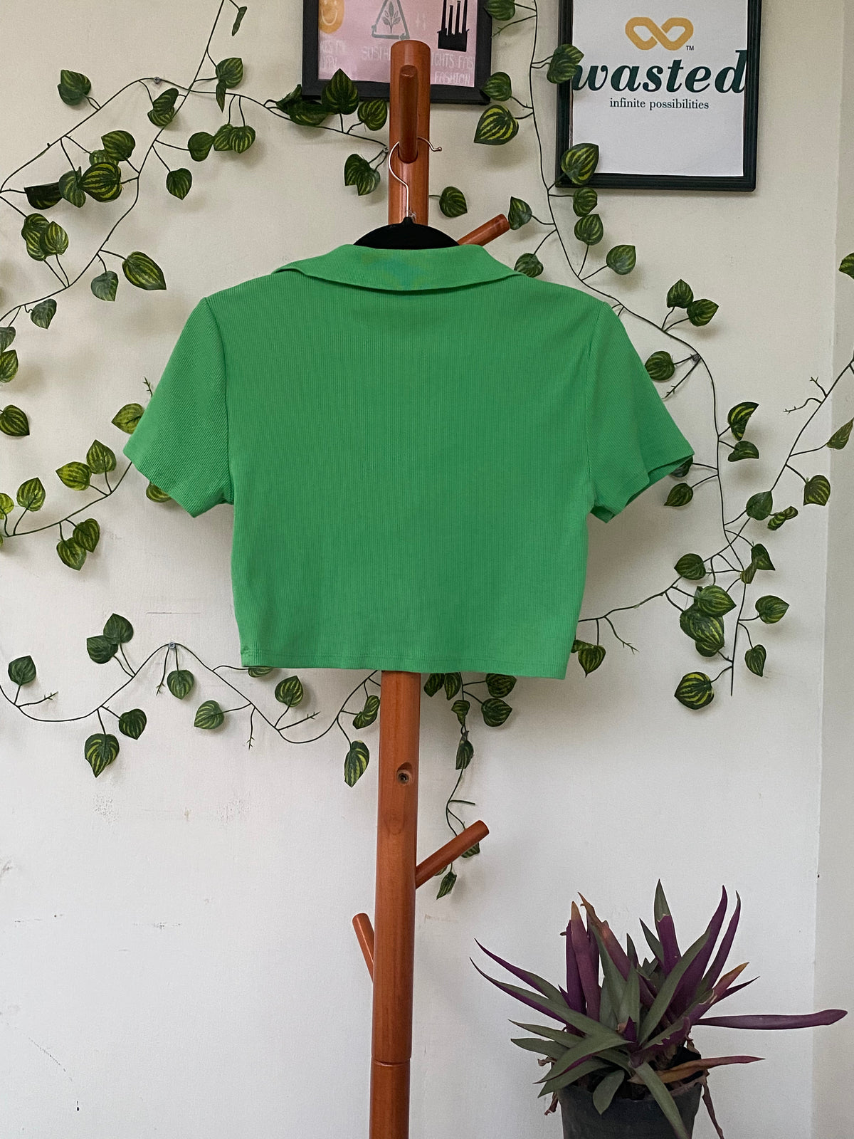 Zara Green Cropped Polo