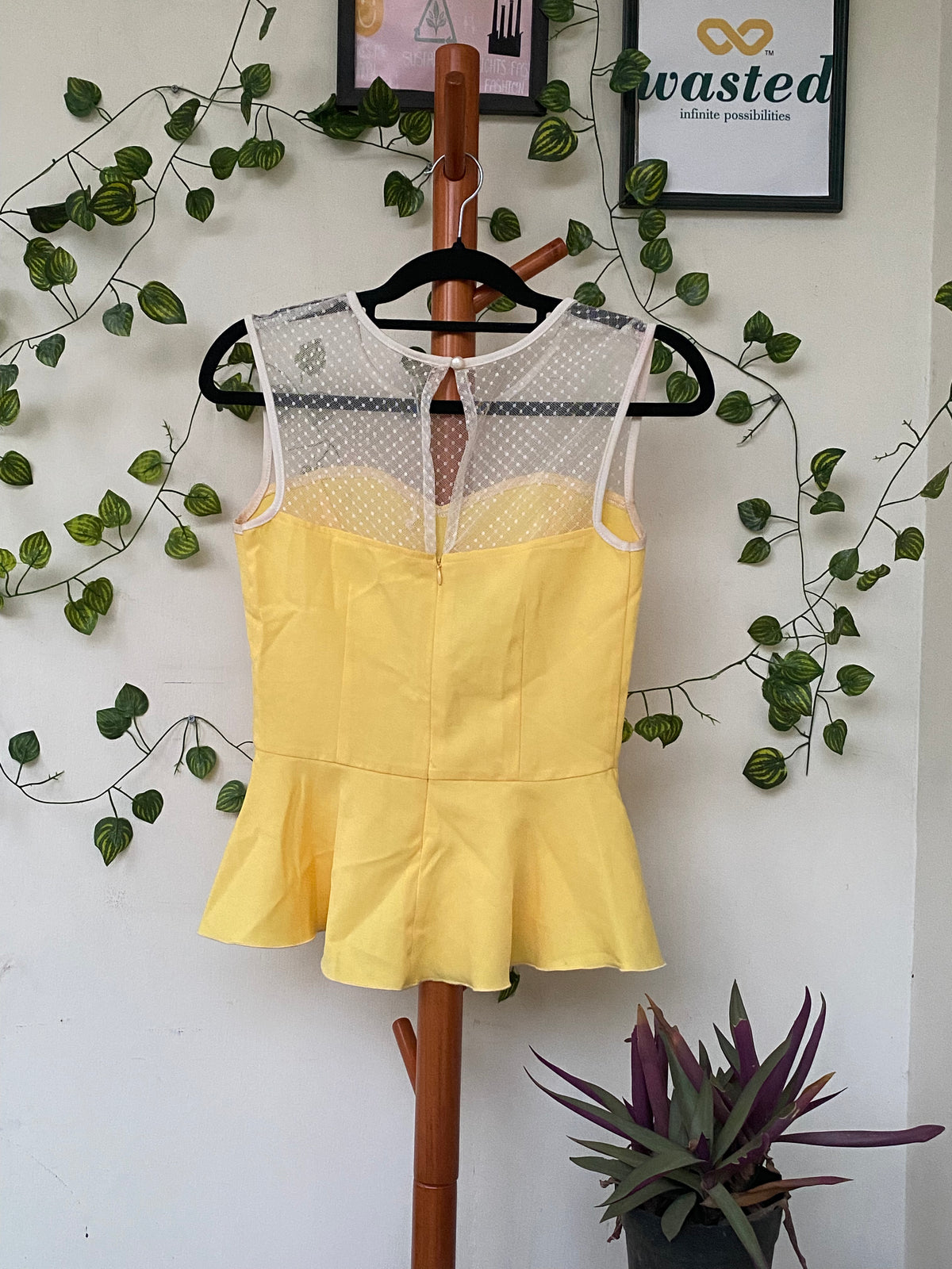 Yellow Mesh Panel Romper