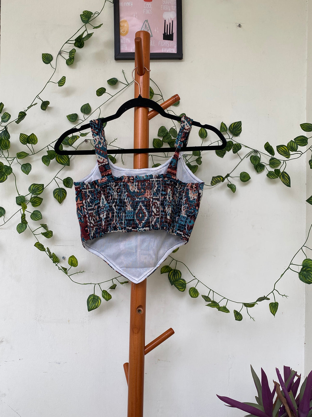 Multicolour Lace-Up Crop Top