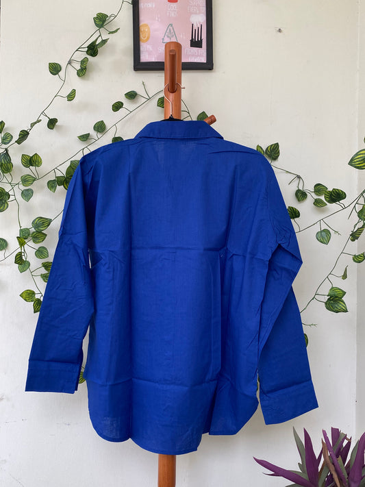 Blue Floral Appliqué Shirt