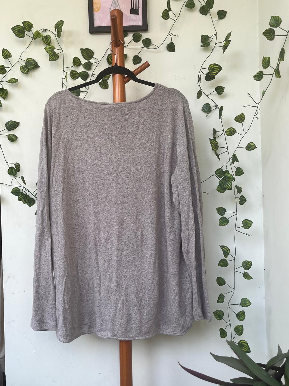 H&M Grey Textured Long Sleeve Top
