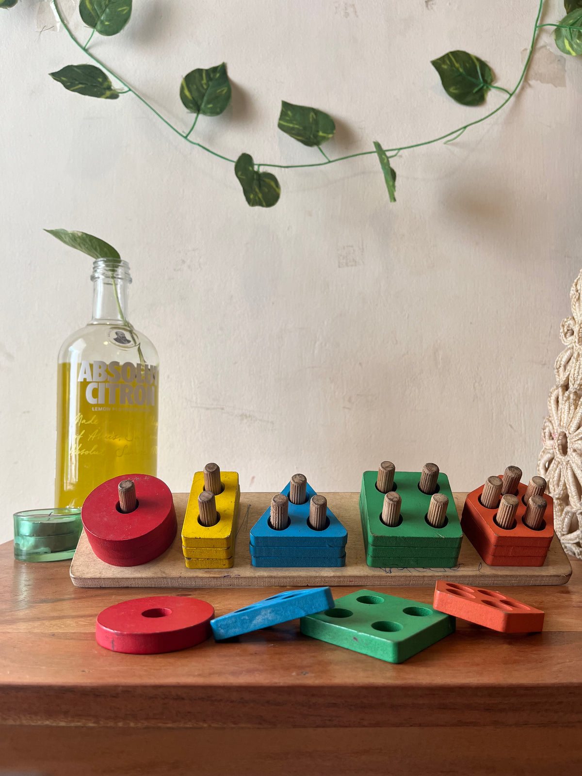Wooden Shape and Counting Peg Puzzle