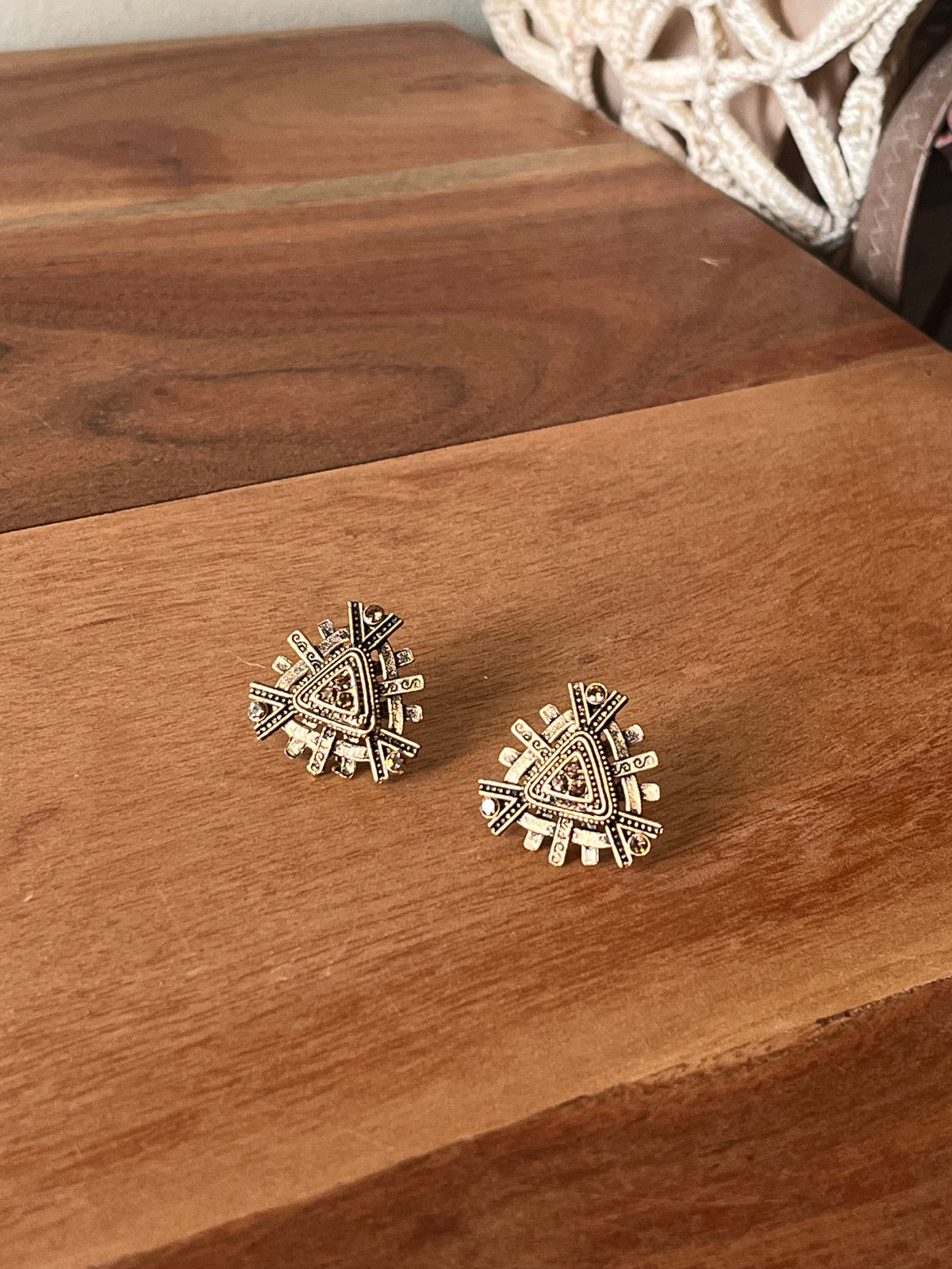 Geometric Gold-Toned Statement Earrings