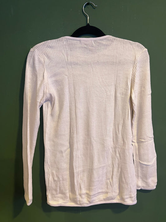 White Ribbed Long Sleeve Top (women)