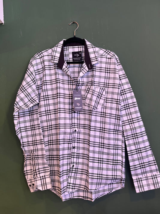 Men's Black and White Plaid Shirt
