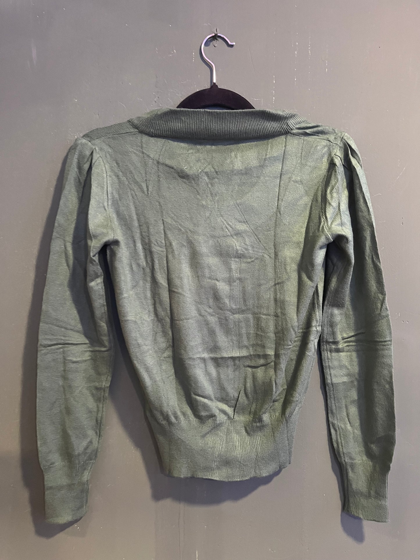 Sage Green Puff-Sleeve Knit Top