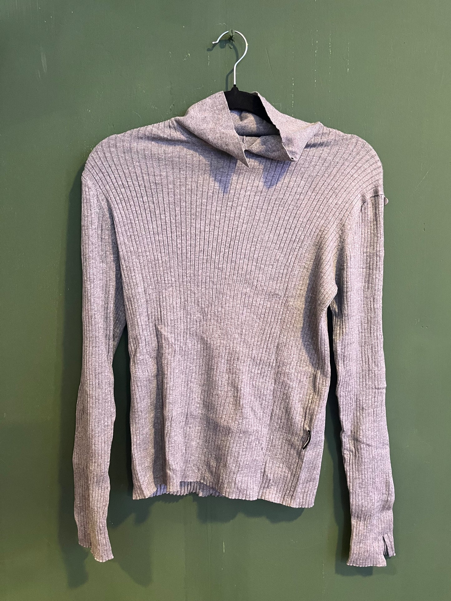 Grey Ribbed Turtleneck Top (Women)
