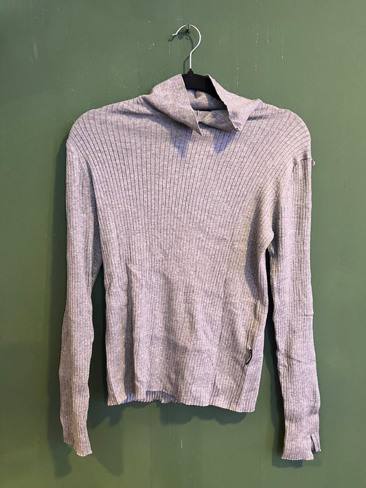 Grey Ribbed Turtleneck Top (Women)