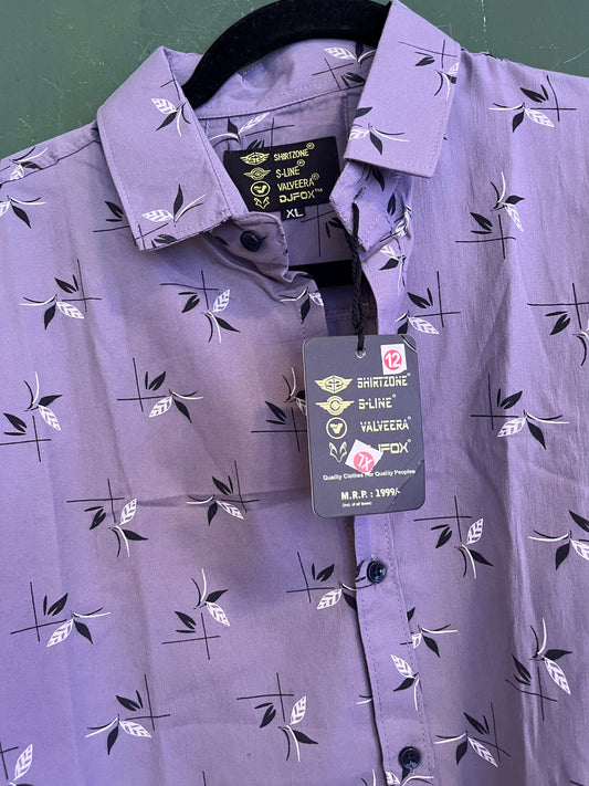 Lavender Printed Casual Shirt