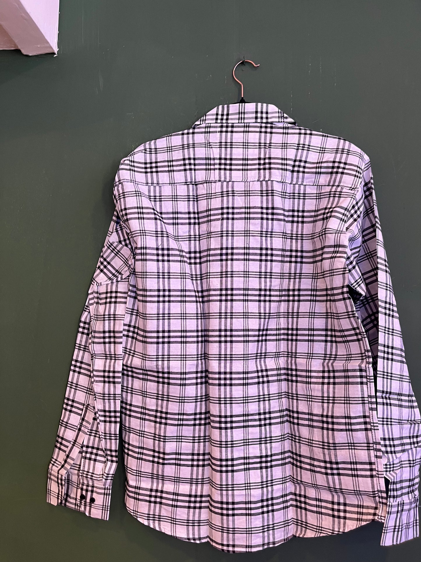 Men's Black and White Plaid Shirt