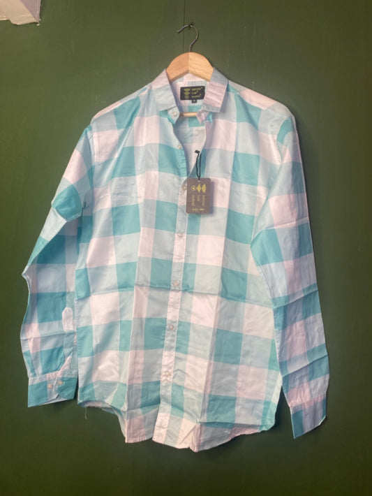 Aqua green check shirt