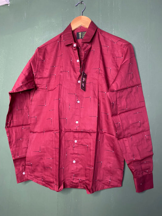 Maroon printed casual shirt