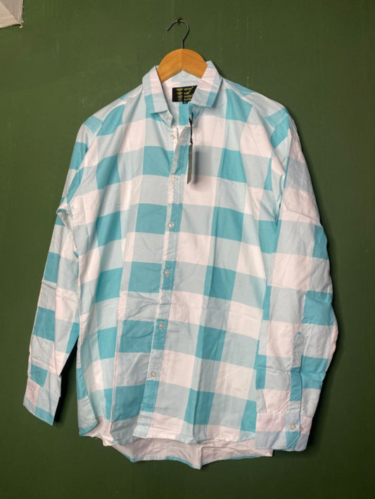 Blue white checked shirt