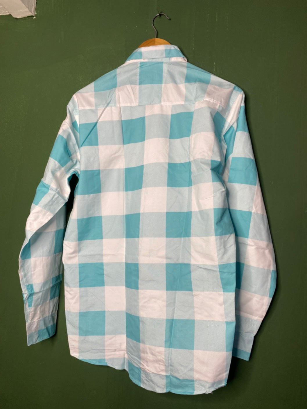 Blue white checked shirt