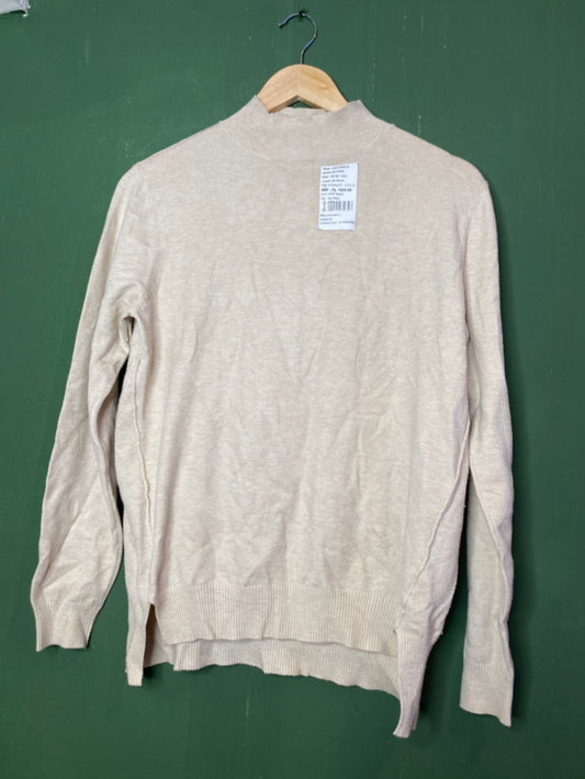Cream Knit High Neck Sweater