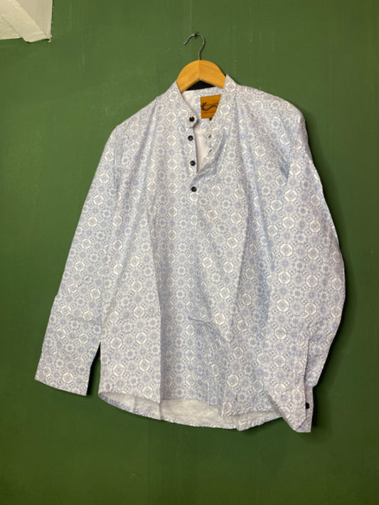 Blue geometric casual shirt