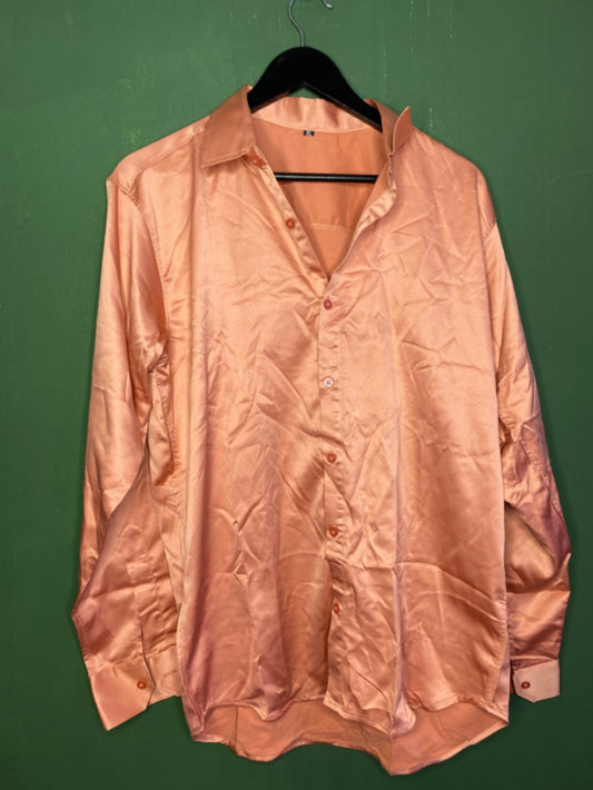 Peach Satin Casual Shirt