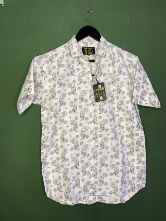 White Paisley Printed Shirt