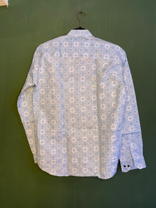 Mint Pattern Casual Blue Shirt
