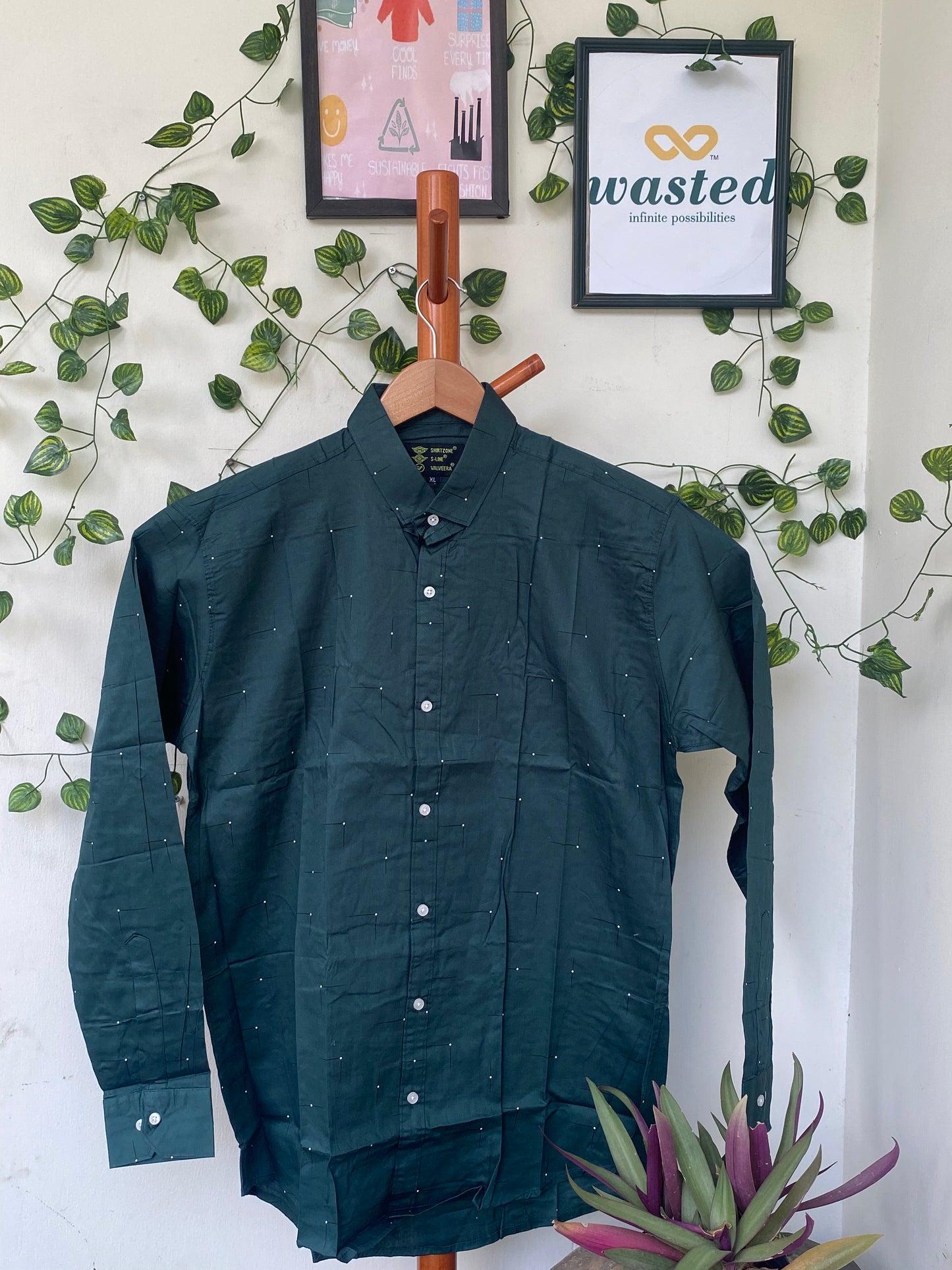Shirt Zone Solid Green Shirt
