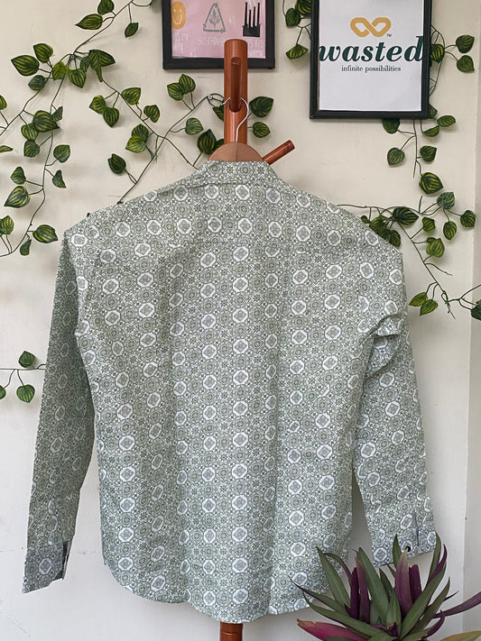 White Geometric Print Shirt