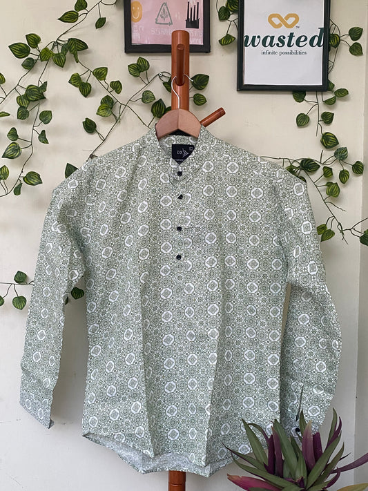 White Geometric Print Shirt