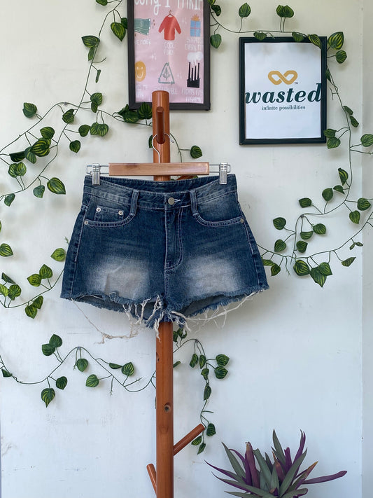 S Cotton Distressed Denim Shorts