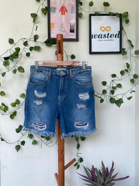 Pull & Bear Distressed Denim Shorts