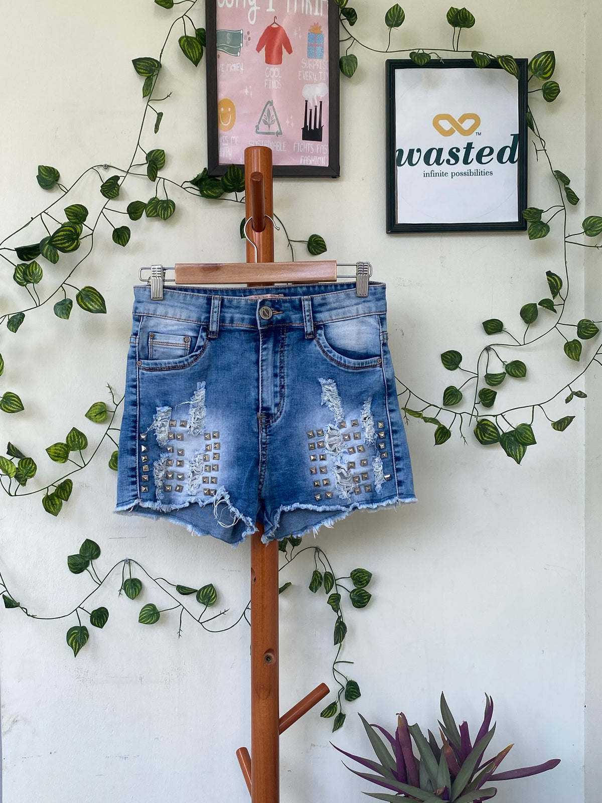 Miss RJ Studded Denim Shorts