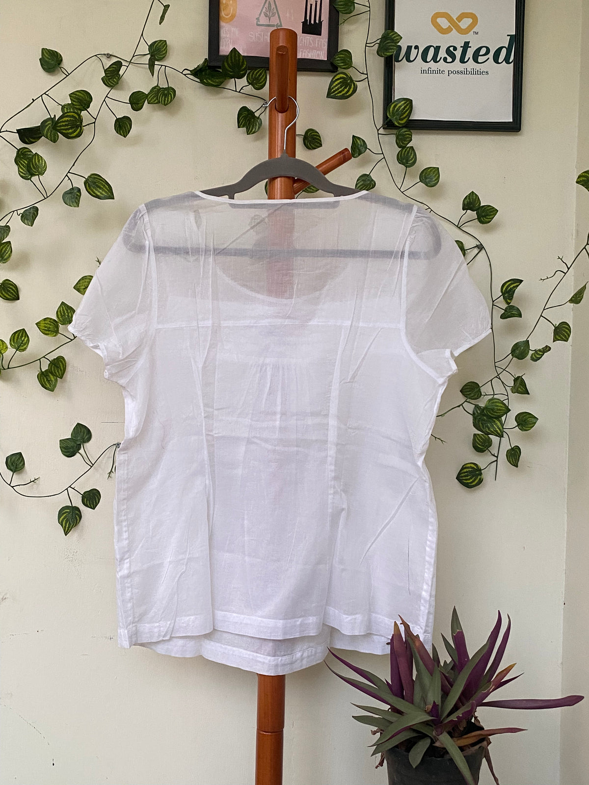 White Embroidered Detail Top