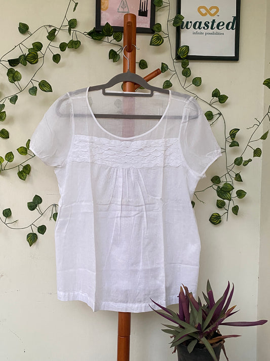 White Embroidered Detail Top