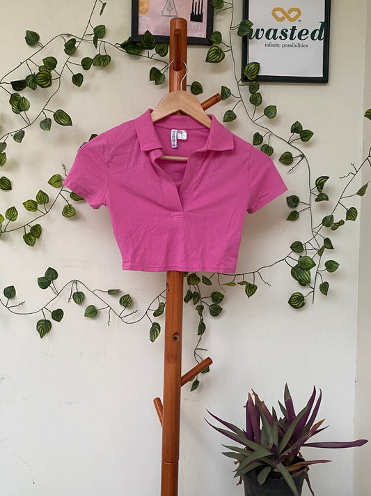 H&M Divided Pink Crop Polo