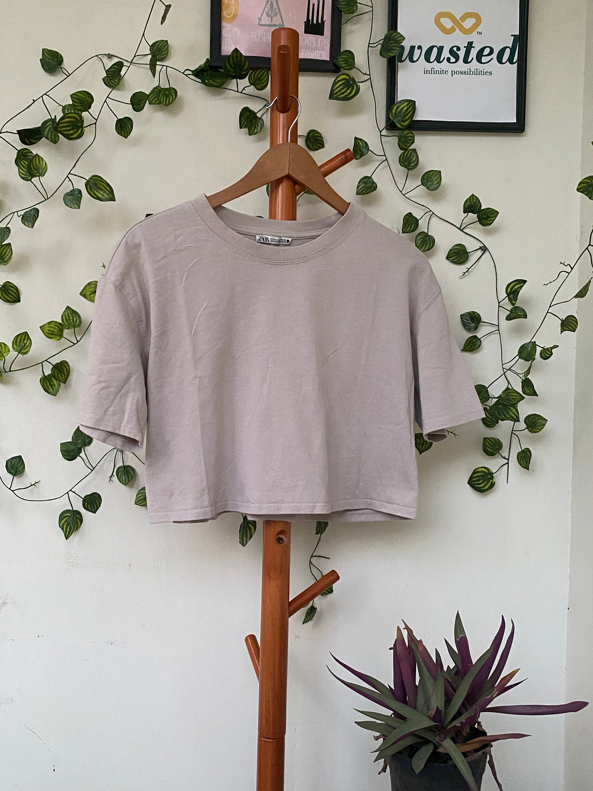 Zara Light Grey Cropped Tee