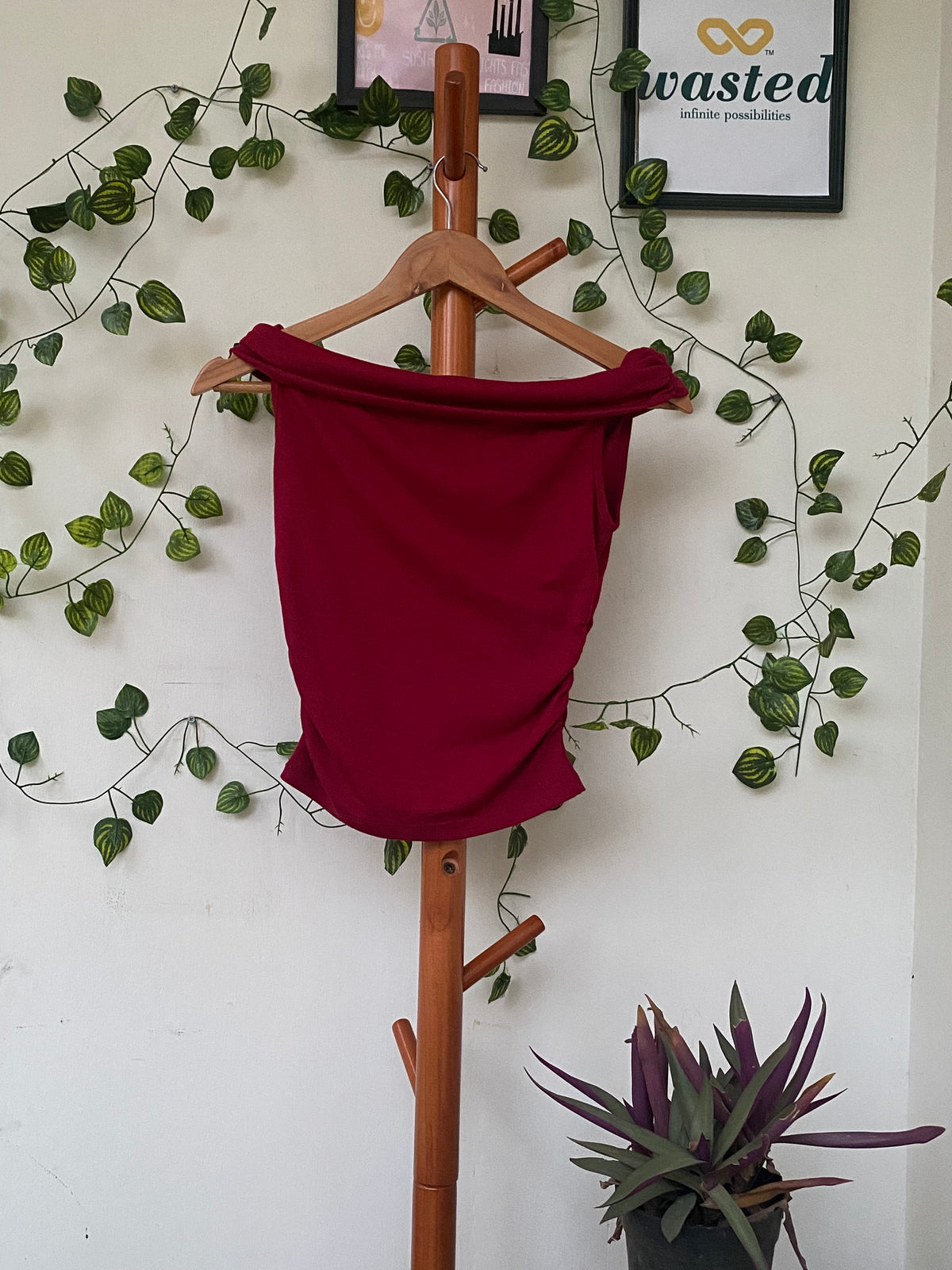 Burgundy Off-Shoulder Top