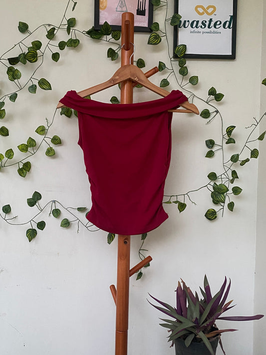 Burgundy Off-Shoulder Top