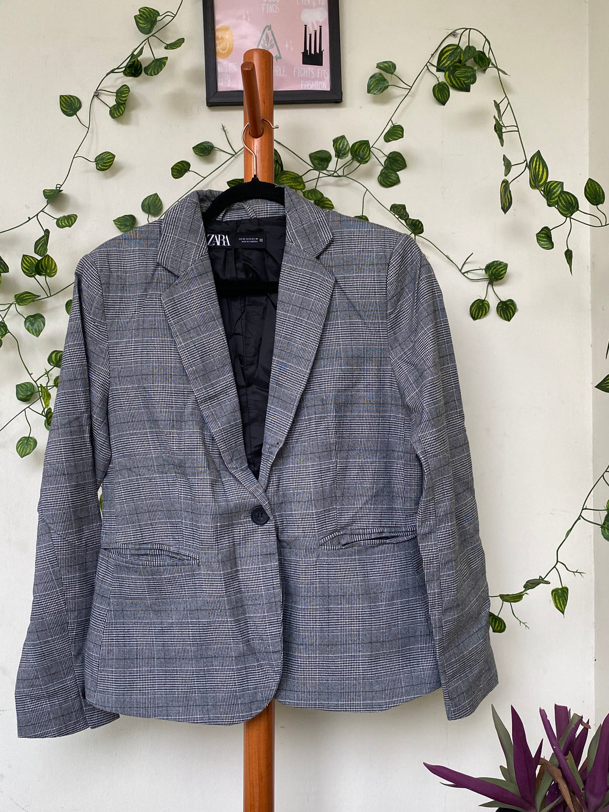 Zara Grey Plaid Blazer