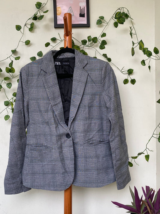 Zara Grey Plaid Blazer
