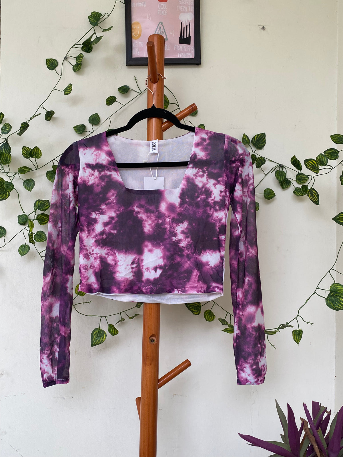 Zara Purple Tie-Dye Crop Top