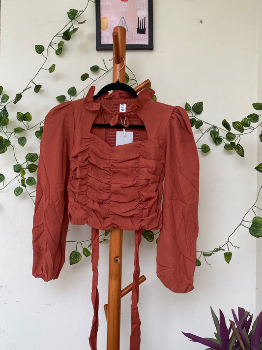 Zara Rust Ruched Crop Top