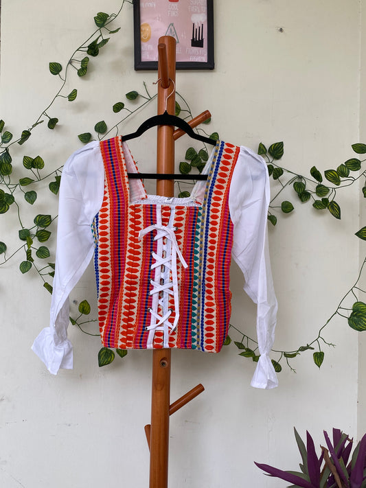 Colourful Lace-Up Corset Top