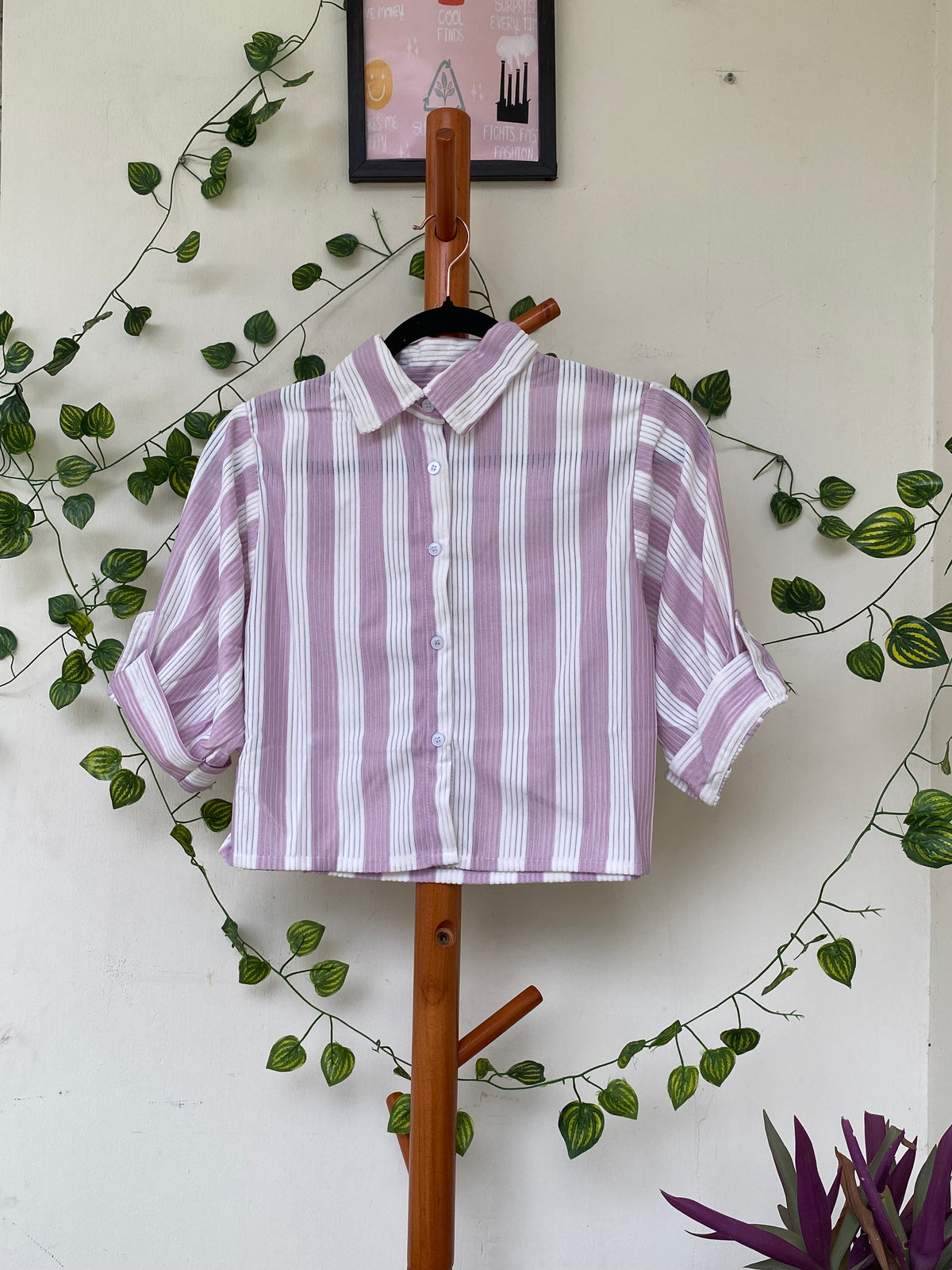 Lavender Striped Button Shirt