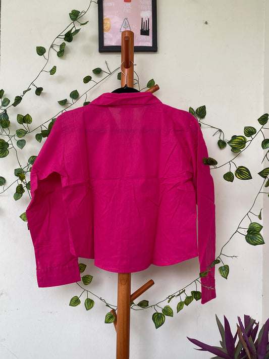 ZARA Pink Floral Appliqué Shirt