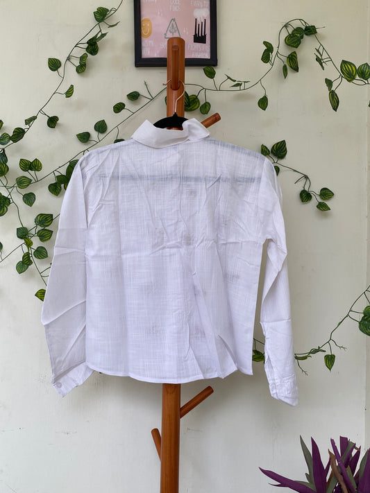 White Bow Embroidery Shirt