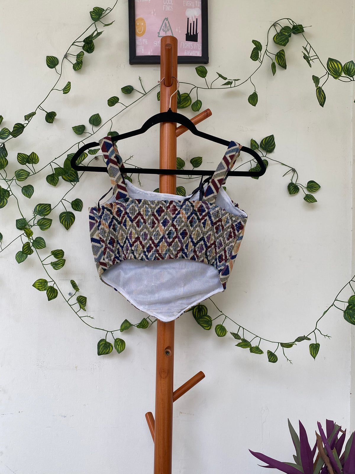 Geometric Lace-Up Crop Top