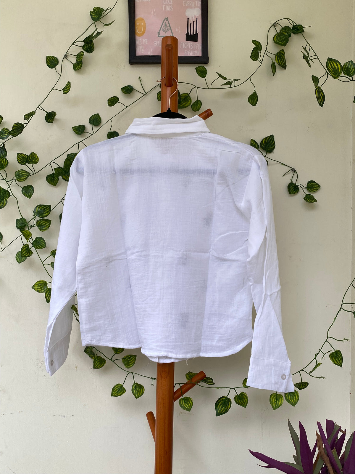 White Floral Embroidered Shirt
