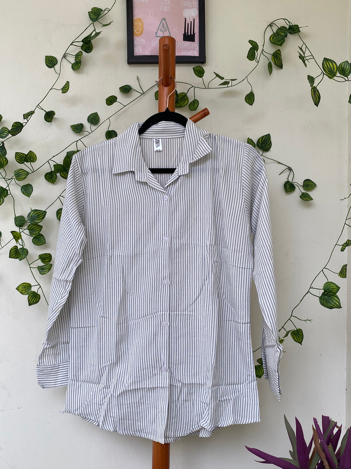 Zara White Pinstripe Shirt
