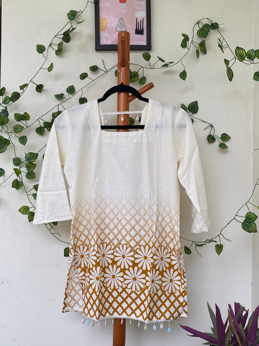 Zara White Floral Print Kurti